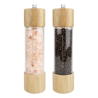 Kit 2 Moedores de Pimenta Sal Manual Madeira Tempero Grãos Grande