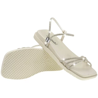 Sandália Feminina Papete Flatform Birken Shekinah Ajuste Rápido Strass Verdadeiro Brilhante