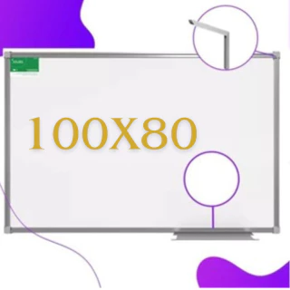 Lousa Quadro Branco Moldura 100x80 Cm com Suporte para Apagador e Canetas Alumínio