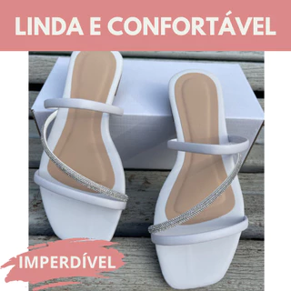 RASTEIRINHA FEMININA COM TIRA DE BRILHO SANDALIA BRANCA CF008