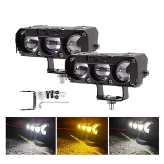 Par Farol De milha Moto Super Led 15000 Lumes Olho de Lente Auxiliar De Cor Dupla 6000K