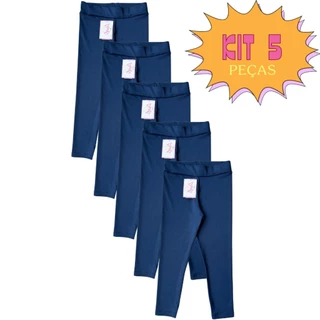 KIT 5 Calça Leg Legging Suplex Uniforme Escolar Infantil Juvenil Feminino Menina Tamanho 1 ao 16