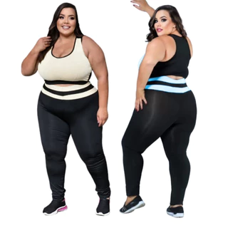 Conjunto Ademia Plus Size Feminino Curvys GG ao EXGG Legging e Top Suplex Premium Zero Tranparência