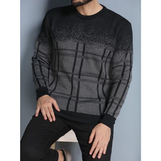 Suéter Tricô Blusa de Frio Masculino Degrade Gola Redonda Manga longa de Lã Outono e Inverno