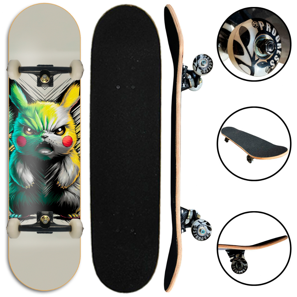 Skate Iniciante completo pronto para andar para crianças e adultos até 100kg