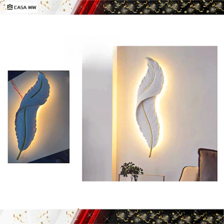 Arandela Pena Branco Resina Led 3500K Luxo