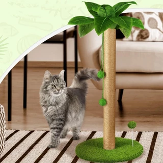 Arranhador Palmeira Interativo para Gatos com Bolinhas Poste Tprre Brinquedo Gato Divertido 62cm