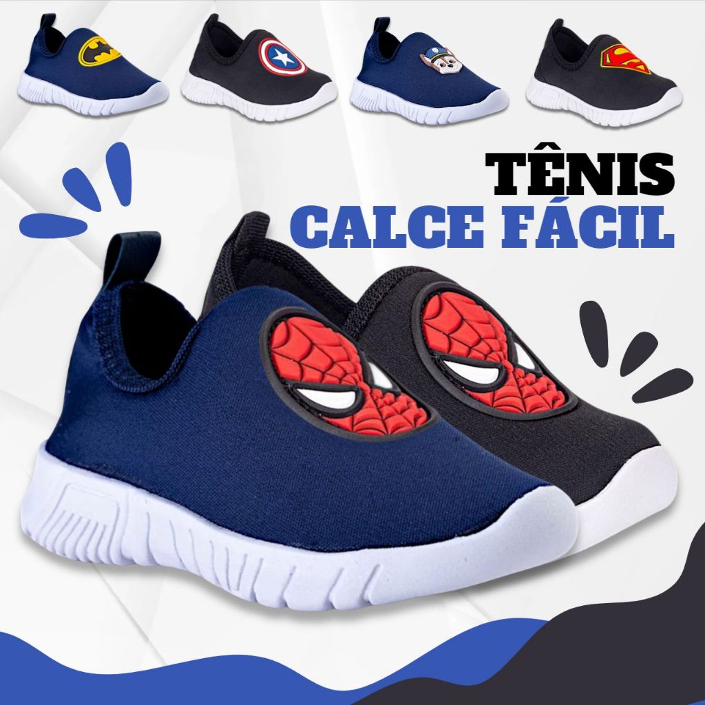 Tenis Masculino Infantil Personagens Calce Facil Escolar Leve Macio