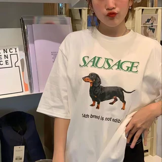 Camiseta Básica Cães De Salsicha Unissex Street Confortável