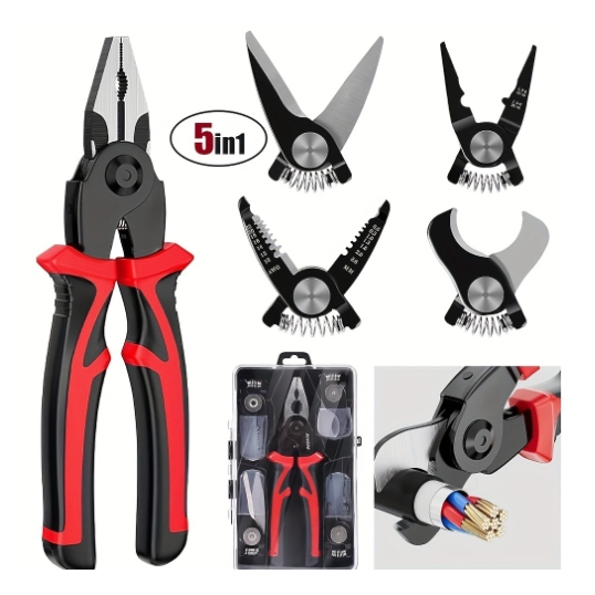 Kit Alicate 5 Em 1 Universal Desencapador Corte Cabos Fio