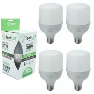Kit 5 Lâmpadas Led 30W Bulbo 6500k Branco Frio E27 Bivolt Inmetro Econômica
