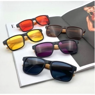 Óculos de Sol Masculino The Ferris one Squared Lançamento Estilo Madeira Bambu 56035