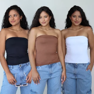 Kit 3 Top Tube Feminino Blusinha Tomara Que Caia Suplex