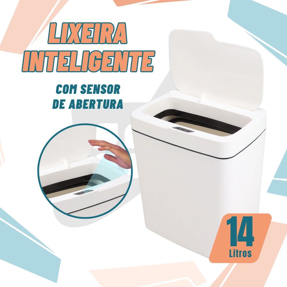 Lixeira Inteligente com Sensor Automática 14 Litros Banheiro Cozinha