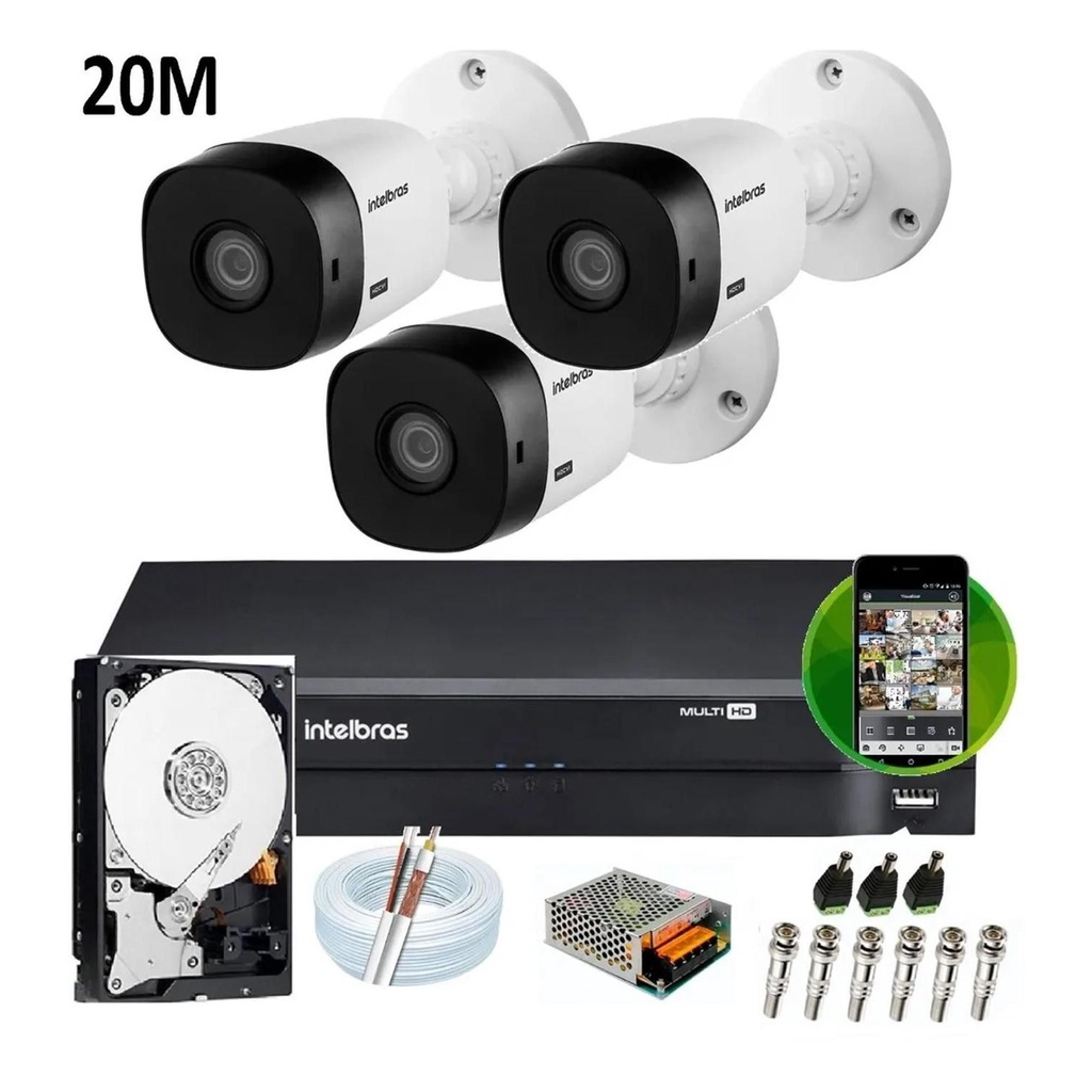 Kit 3 Camera Intelbras segurança monitoramento completo | Shopee Brasil