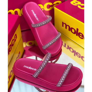 Sandália Moleca original Papete Rasteira feminina rosa pink