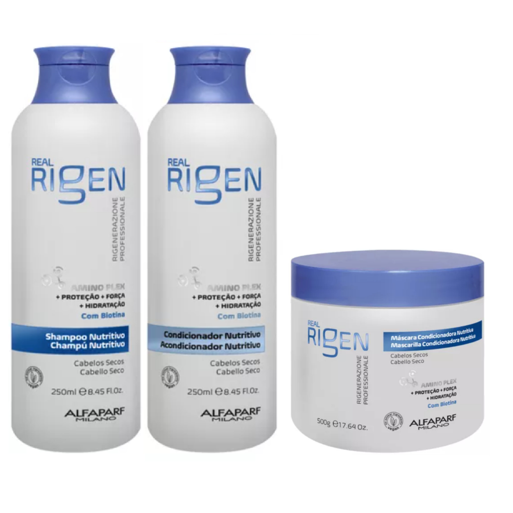 Kit Real Rigen Shampoo + Condicionador E Mascara Nutritivo Alfaparf ...