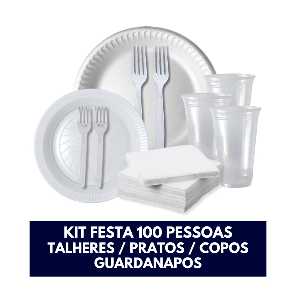Kit Festa Descartáveis Para 100 Pessoas Completo 600 Itens | Shopee Brasil
