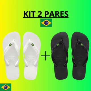 Kit 2 Pares de Chinelo Havaianas Da Bandeirinha Original Unissex Casual Confortável