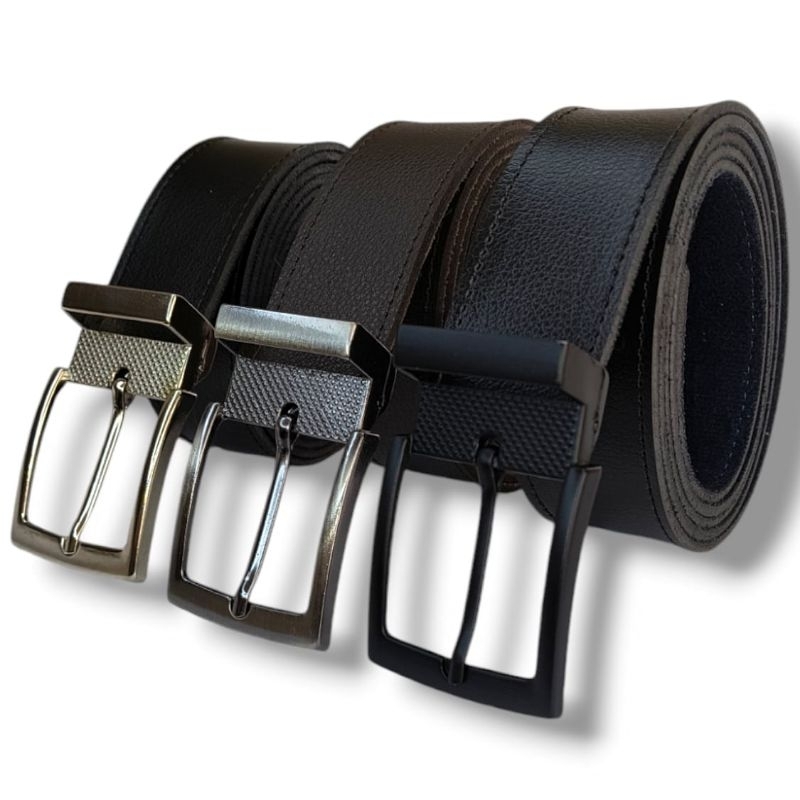 Kit 3 Cintos Masculino Couro Sintético Social - 125 CM/AJUSTÁVEL.