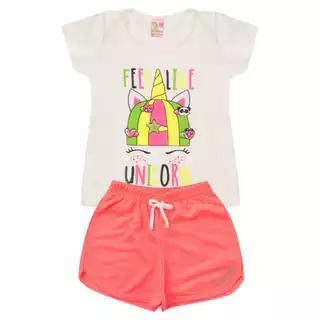 Conjunto Infantil Menina Roupa de Criança Feminino Short e Baby Look Atacado Barato L04