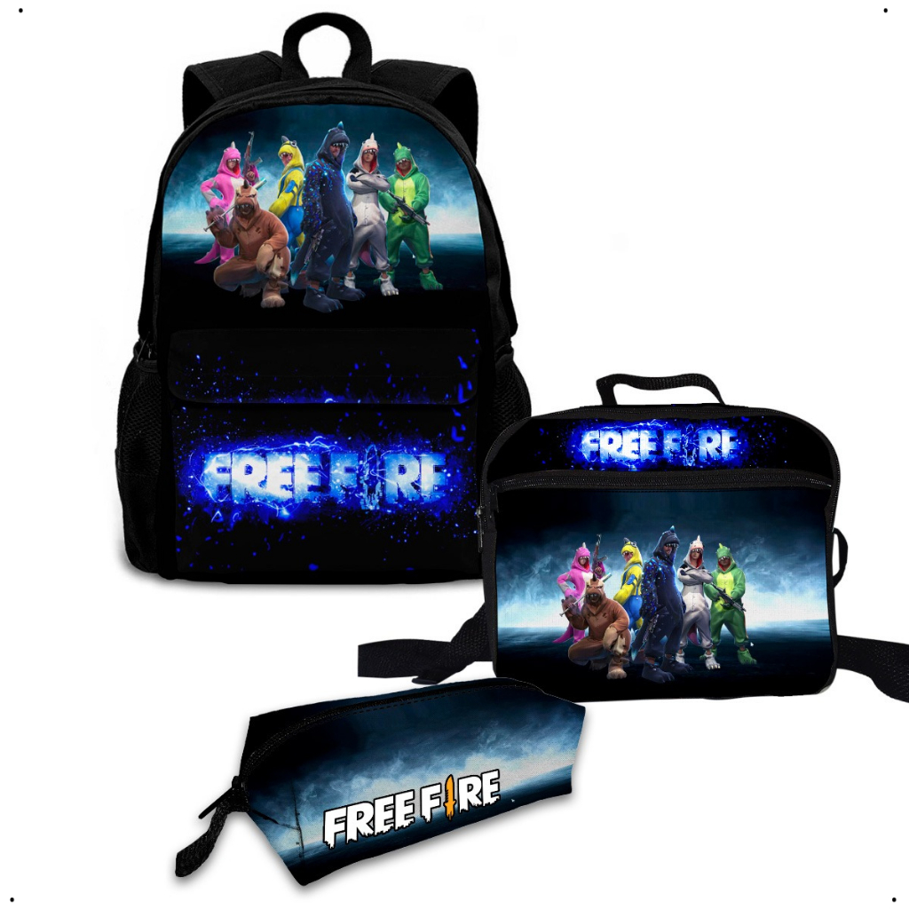 Kit Mochila Fortnite Bolsa Escolar Jogo Battle Royale Lancheira