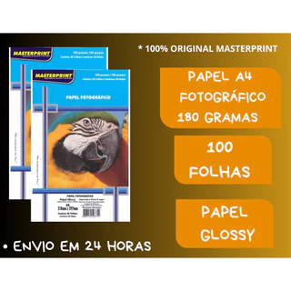 Papel Fotográfico 180G Glossy A4 À Prova D'água Brilhante Premium 100 folhas MASTER PRINT
