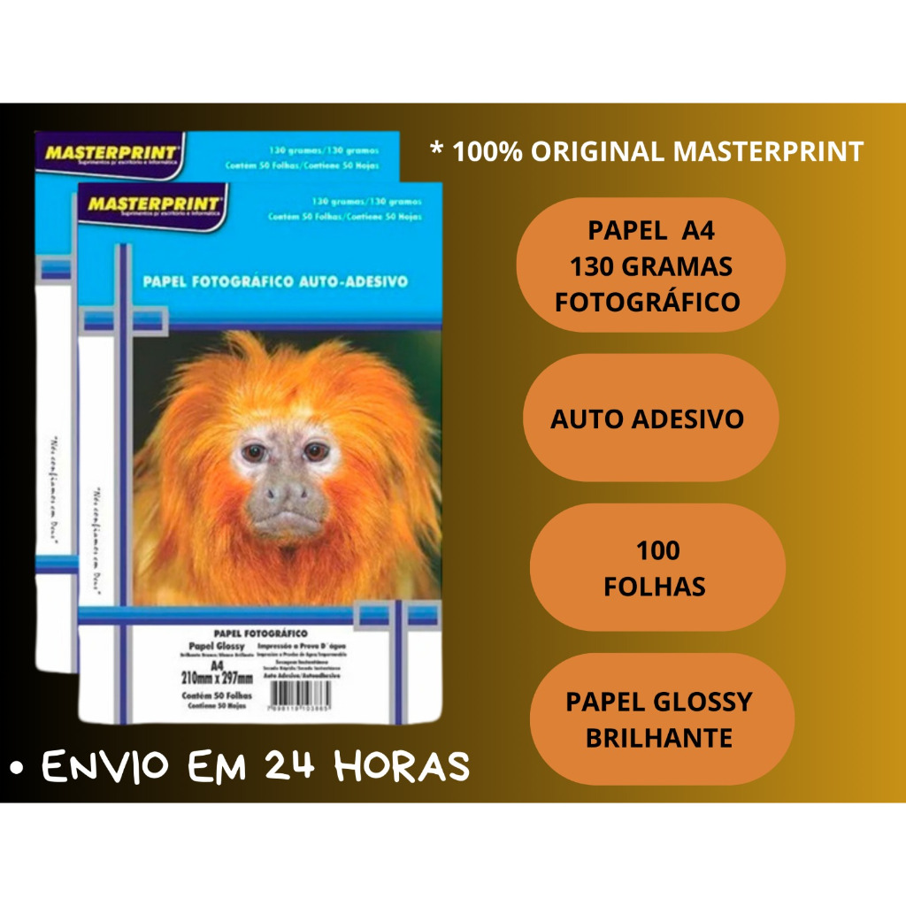 Papel Fotográfico Adesivo 130g A4 Masterprint 100 Folhas