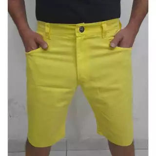 Fashion bermuda jeans amarela masculina