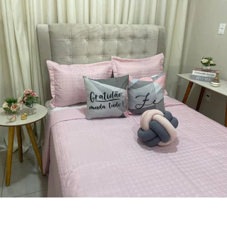 Kit Cobre Leito Colcha Casal Queen 08 Peças 2,60m x 2,50m Almofada Nózinho