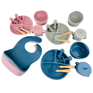 Talher Infantil Silicone Prato Copo Canudo Ventosa Segurança Bebe Alimentos