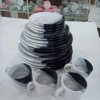 KIT 20 PEÇAS PRATOS E XÍCARAS EM CERAMICA JOGO DE JANTAR APARELHO DE JANTAR