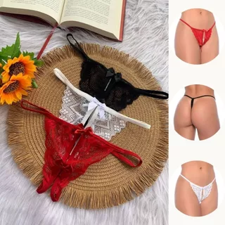 Kit com 2 Calcinhas Fio Dental Lingerie Apressadinha Calcinha Marido Apressado Abertura Íntima / Cores variadas