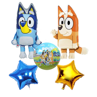 Kit 5 Balão Bluey E Bingo Blue METALIZADO CACHORRO CACHORRINHA PET DESENHO INFANTIL