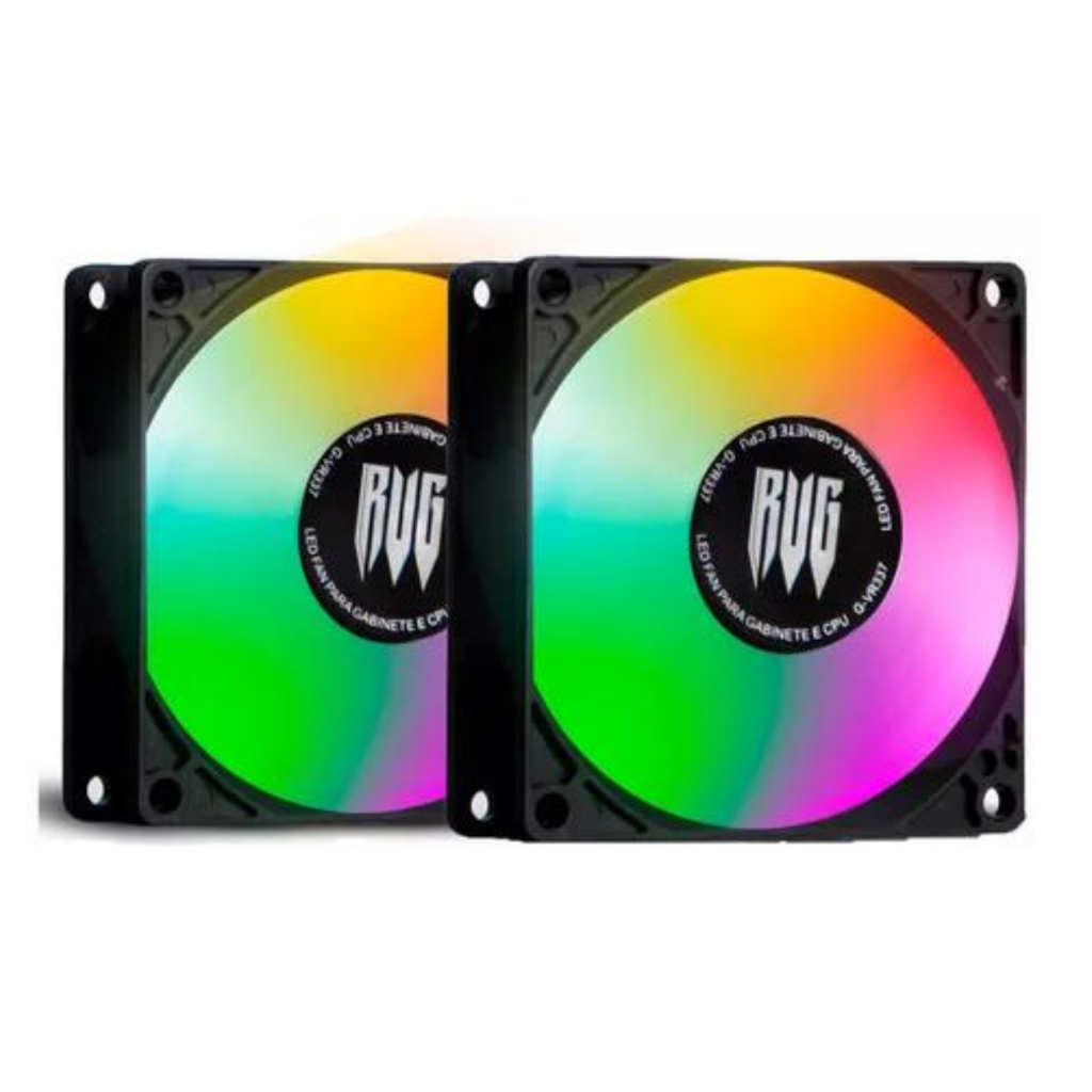 kit 2 Cooler Fan RGB para Gabinete PC 80mm Led Colorido Silencioso Pc ...