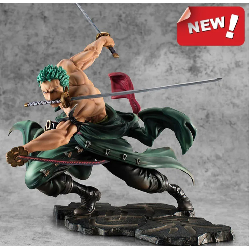 Action Figure Roronoa Zoro Estátua Com 3 Espadas One Piece Art - ENVIO IMEDIATO