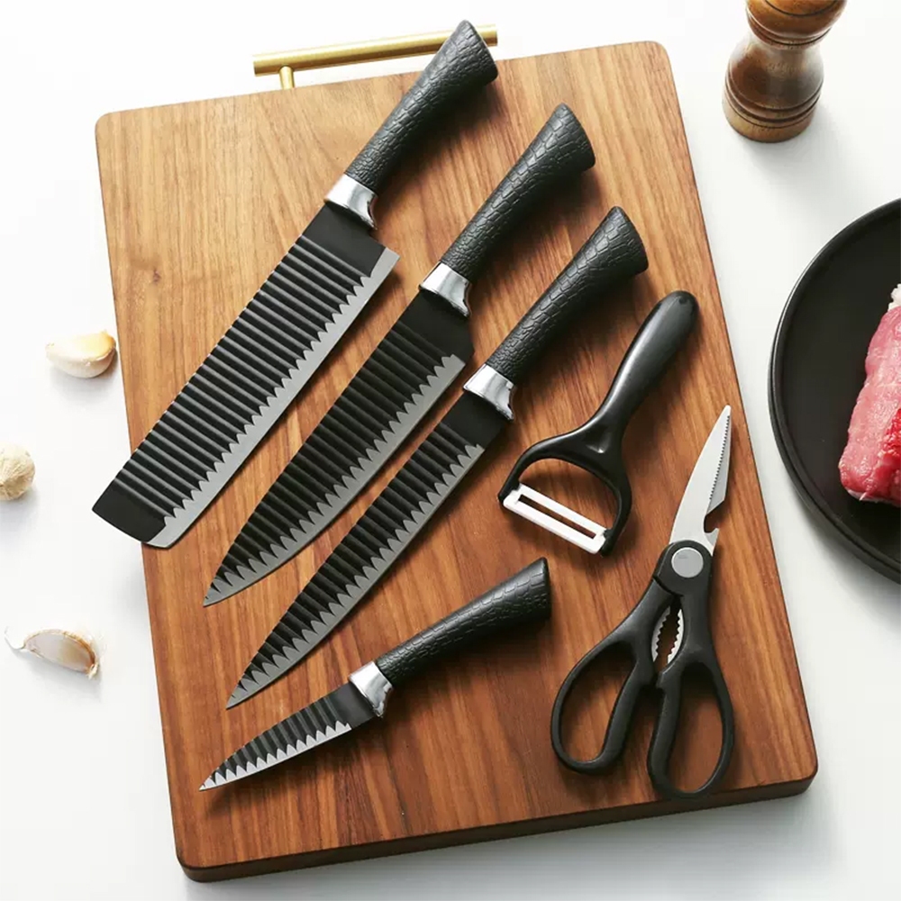 jogo faca Kit de 6 Facas Churrasco inox cozinha Profissional Antiaderente-envio imediato compre bem! KFS2122_BLANK