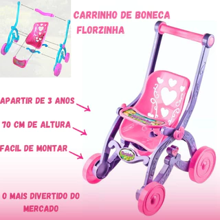 Carrinho de Boneca Florzinha Infantil Grande Princesas Carrinho de Bebê Brinquedo