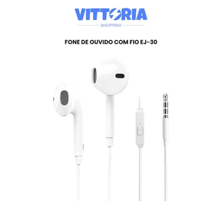 Fone de Ouvido Com Fio EJ-30 AUX 3,5mm Com Microfone HD Fone de Ouvido para Celular Estéreo Bass