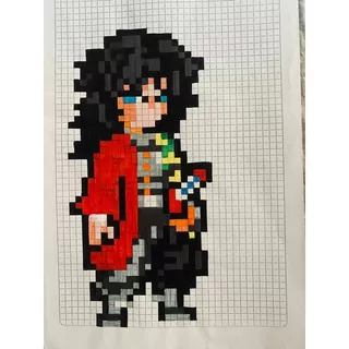 ímã / totem Giyu Tomioka do Demon Slayer em Pixel Art