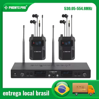 Sistema de monitor intra-auricular sem fio duplo Phenyx Pro PTM-22 UHF Mono Sistema IEM sem fio de