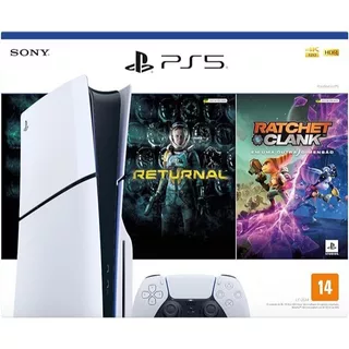 Playstation Ps5 Slim Standard + jogos Ratchet Clank and Returnal Branco 1 TB