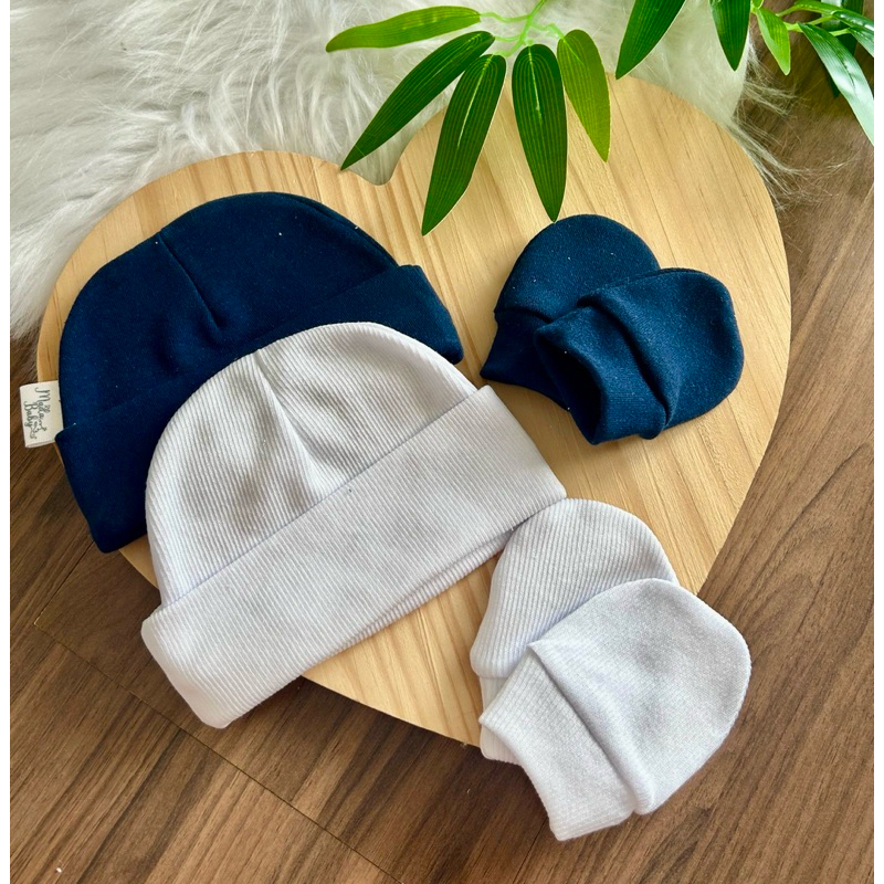 Kit Touca e Luva Para Bebê Recém Nascido 100% Algodão Antialérgico