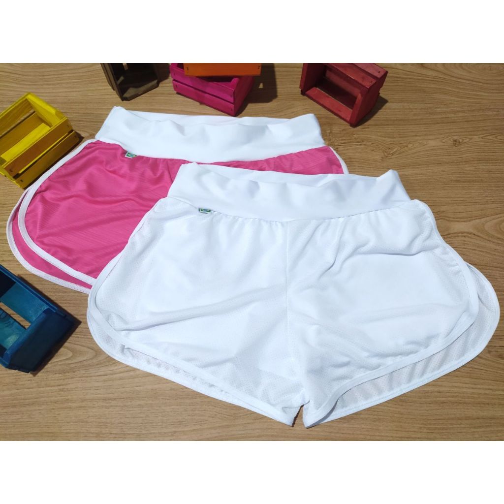 Short Branco Duplo Feminino Plus Size Academia, Corrida, Crossfit, Musculação, Pilates, Funcional