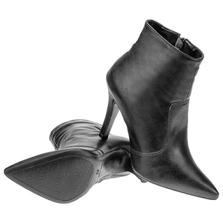 Bota Feminina Bico Fino Cano Curto Salto Alto Fino Confortável com Zíper Lateral 174