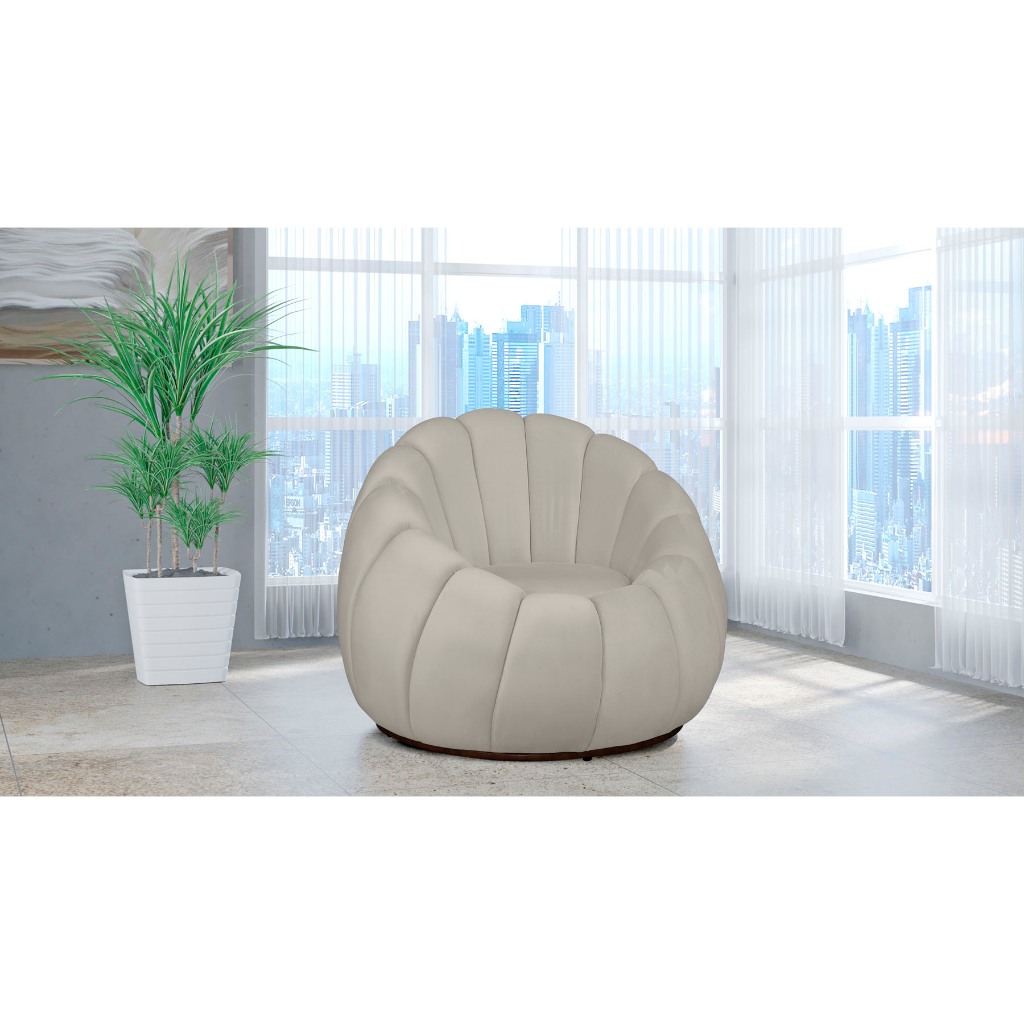 Poltrona Decorativa Base Giratória Sala Recepção Consultório Clinica Loja Psicologia Concha Veludo