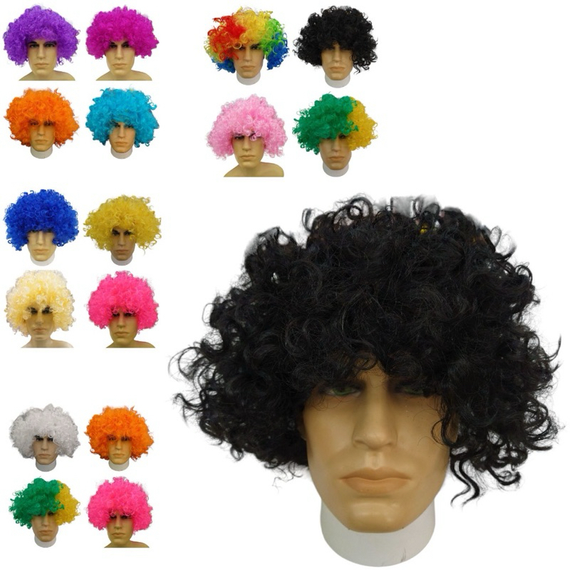 Kit 2 Perucas Black Power Colorida Fantasia para Festa Carnaval Cosplay Encaracolado Estilo