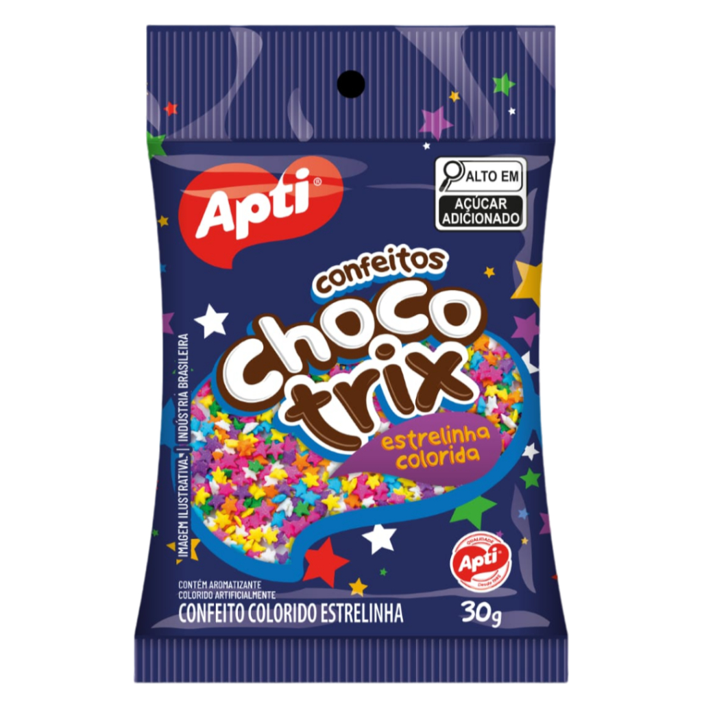 Kit com 6 Confeitos Estrelinha Colorida Choco Trix Apti 30g