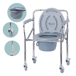 Cadeira Banho Removivel 4 Rodas Assento Dobravel 120kg inox Sanitário Higiênica Hospitalar Obeso em Oferta na Shopee