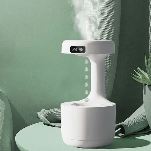 Umidificador De Ar Difusor Anti Gravidade Gotas De Água Que Sobe Relógio Led Bivolt 110/220v